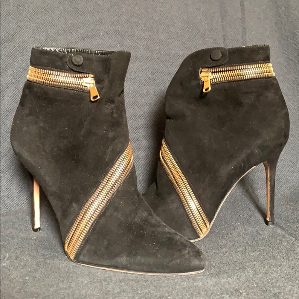 Brian Atwood Suede Wraparound Zipper Booties Boot